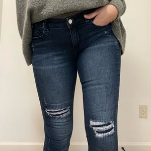 White House Black Market distressed skinny jeans, size 2